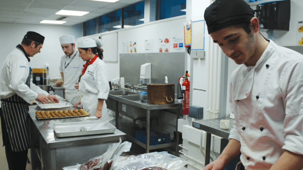 Northbrook Catering Course students working in the kitchen