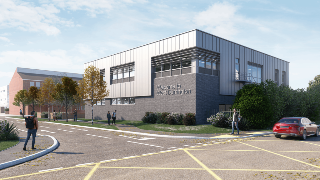 Design image of new Northbrook college building on campus