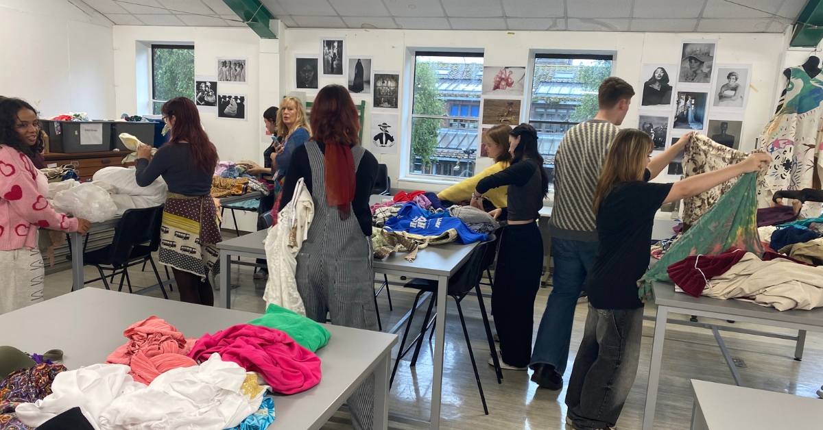 Our students hard at work creating their pieces for the charity window display