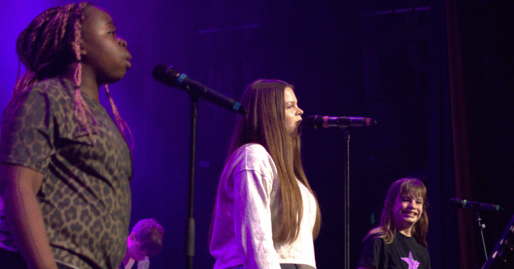 Some students from one of our local schools up on stage